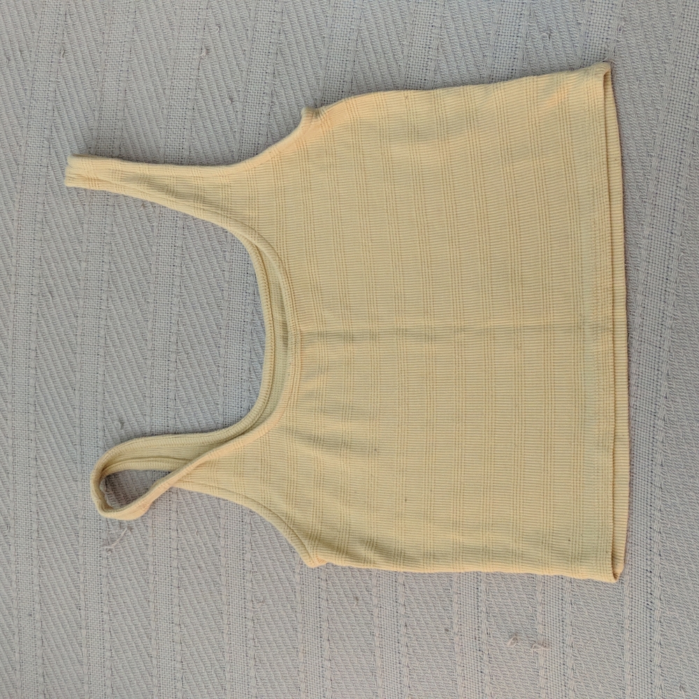 American Eagle Outfitters Yellow Ribbed Crop Top